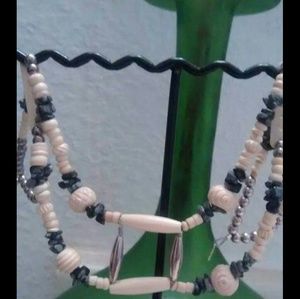 Hand carved bone and Sterling silver choker